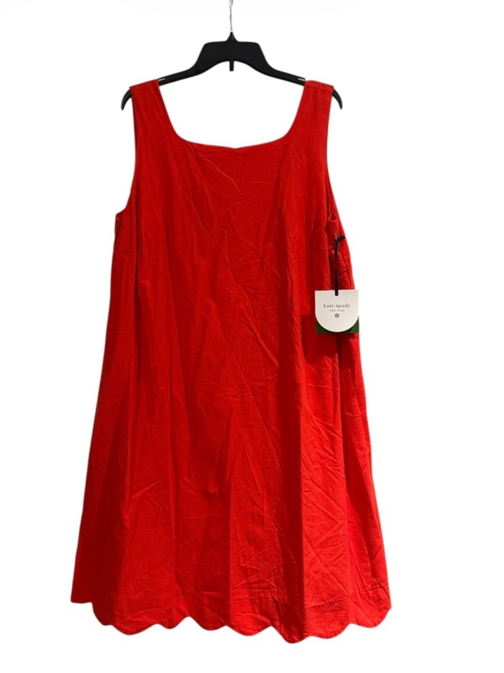 🆕 Kate Spade Red/Orange Scallop Hem Sleeveless Dress